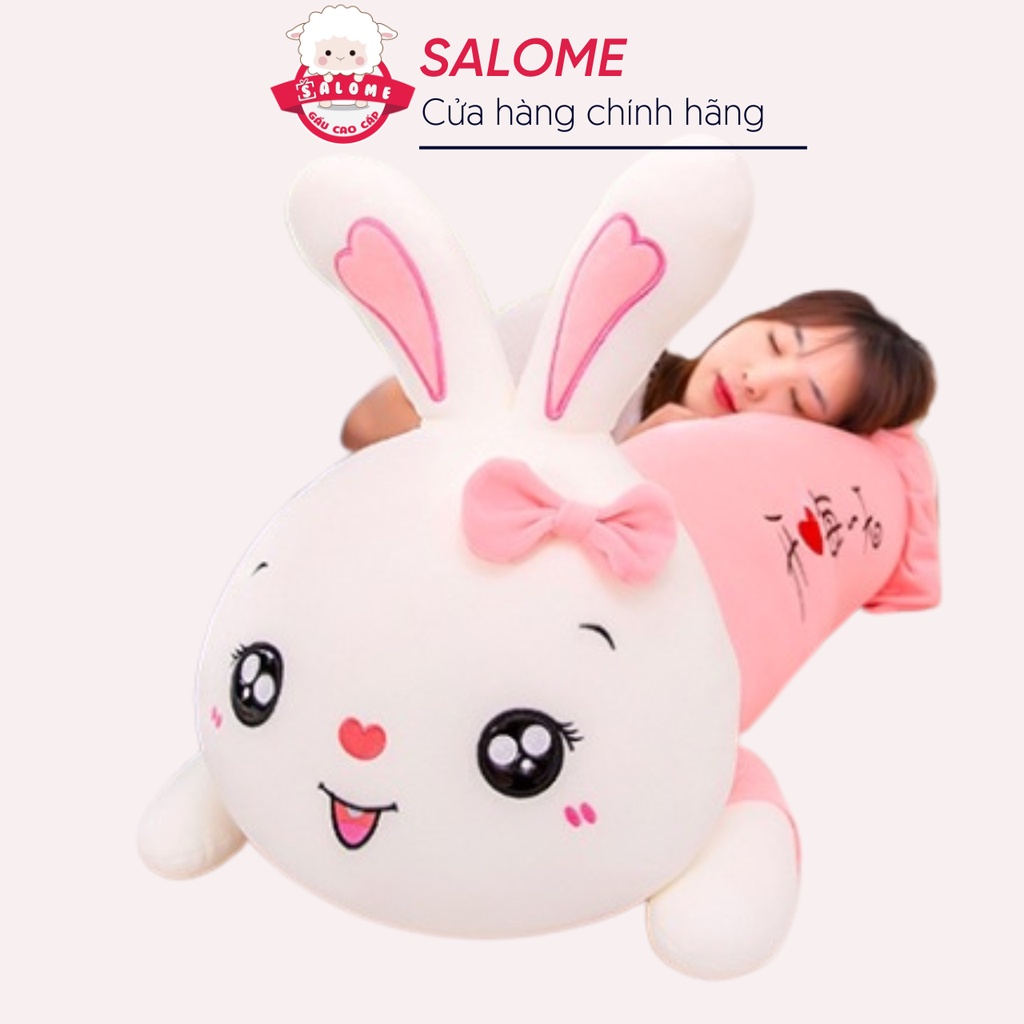 Gấu bông con thỏ hồng, xanh mặc váy dễ thương cute salome, cao cấp cho bé