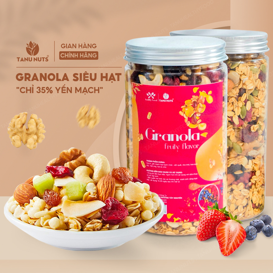 Granola siêu hạt TANU NUTS 35% yến mạch ngũ cốc granola mix hạt dinh dưỡng