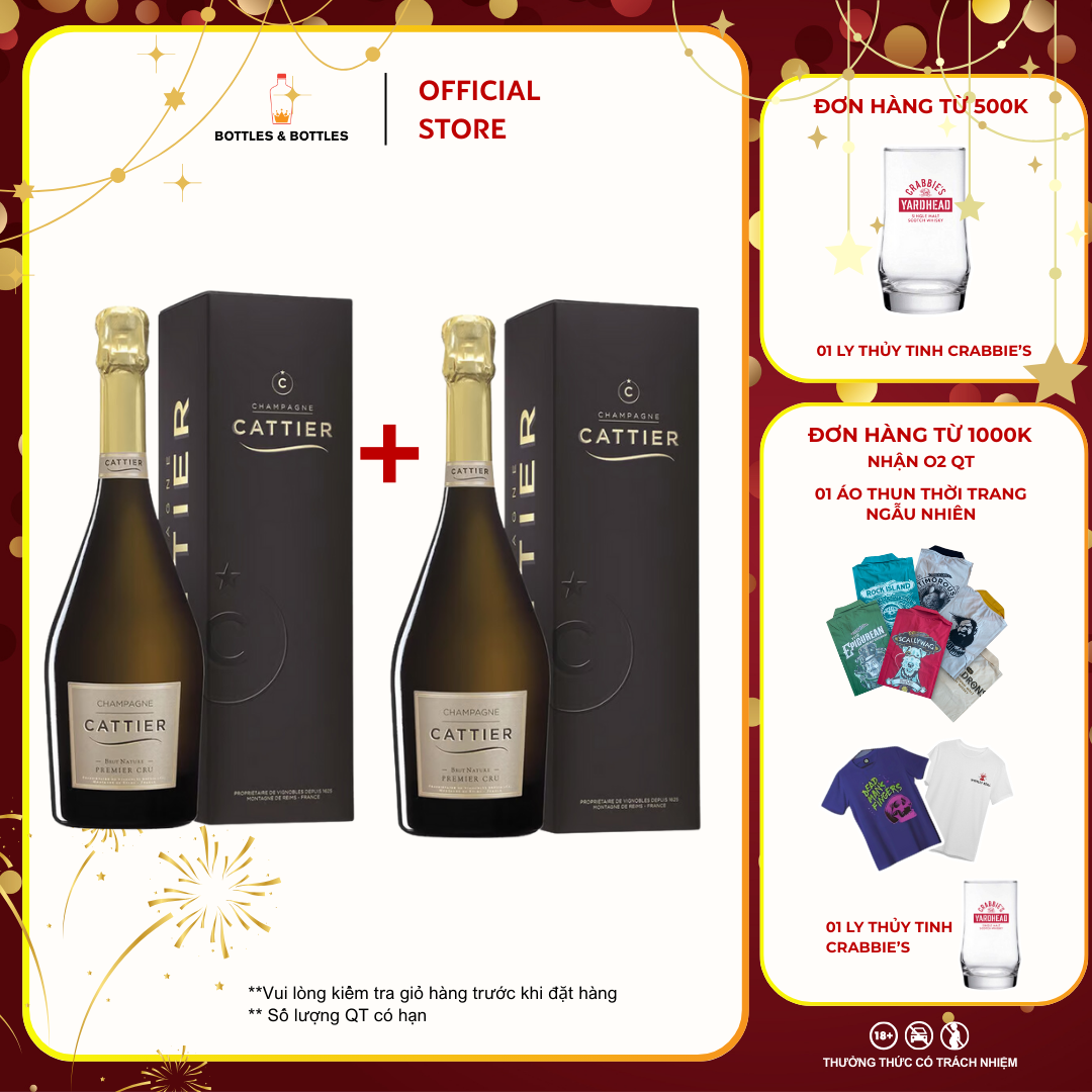 CHÍNH HÃNG - Rượu Champagne Cattier Brut Nature Premier Cru - 750ML -12.5%
