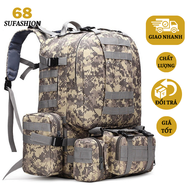 Balo 7D Du Lịch Phượt Đa Năng Vải Bố Siêu Bền Chống Thấm Phong Cách Quân Đội Dung Tích Lớn