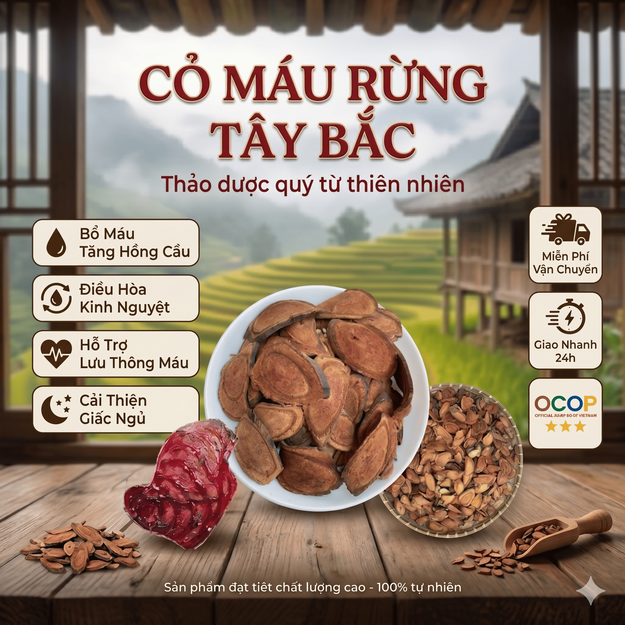 1KG Cây Cỏ Máu Khô Rừng Bổ Máu - Tốt Cho Sức Khỏe - Miễn Phí Ship - Giao Nhanh 24h