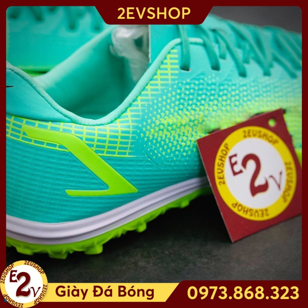 Giày đá bóng thể thao nam 𝐌𝐞𝐫 𝐕𝐚𝐩𝐨𝐫 14 Xanh Ngọc đế mềm giày đá banh cỏ nhân tạo - 2EVSHOP