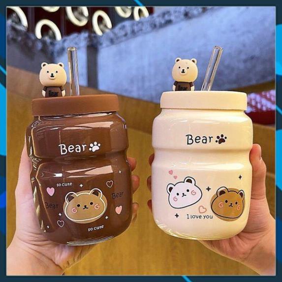 Bình đựng nước uống bằng sứ tráng men hình gấu Bear hottrend