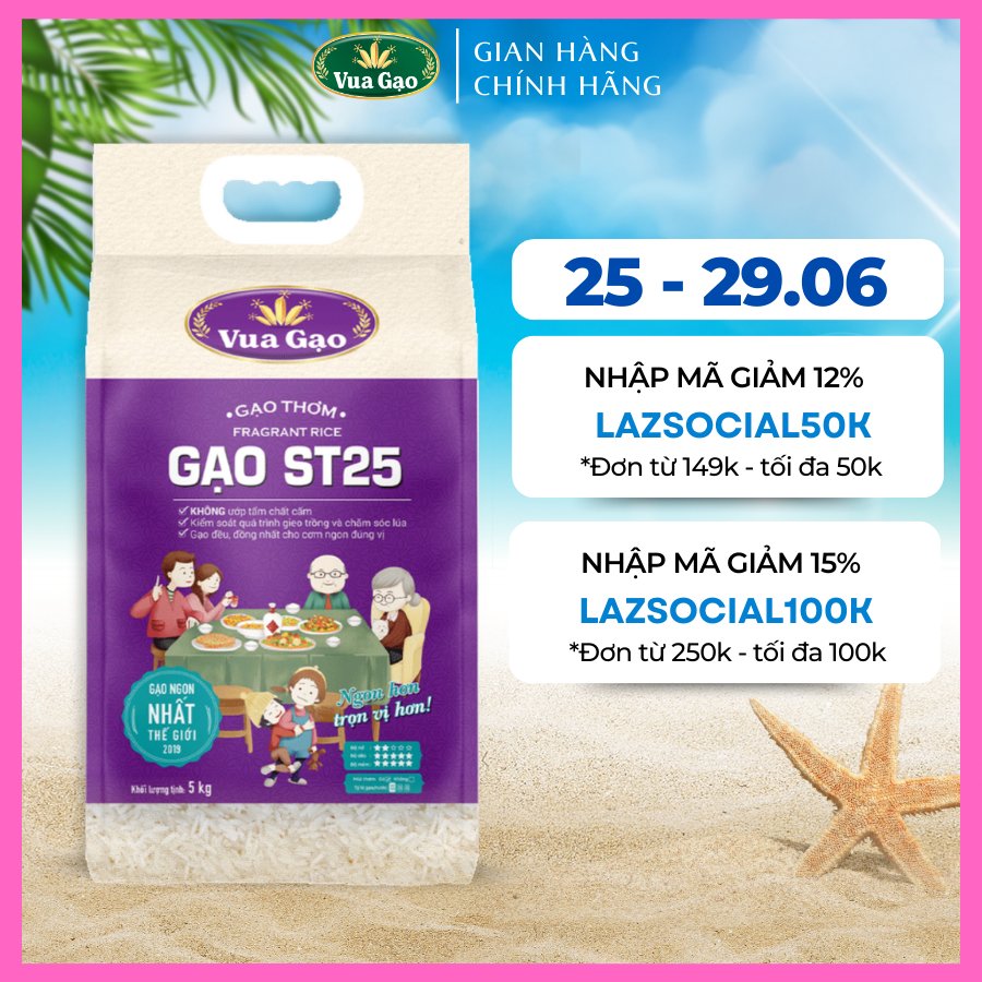 ( Date mới - Hỏa tốc ) Gạo ST25 - Chính Hãng Vua Gạo - Túi 5kg