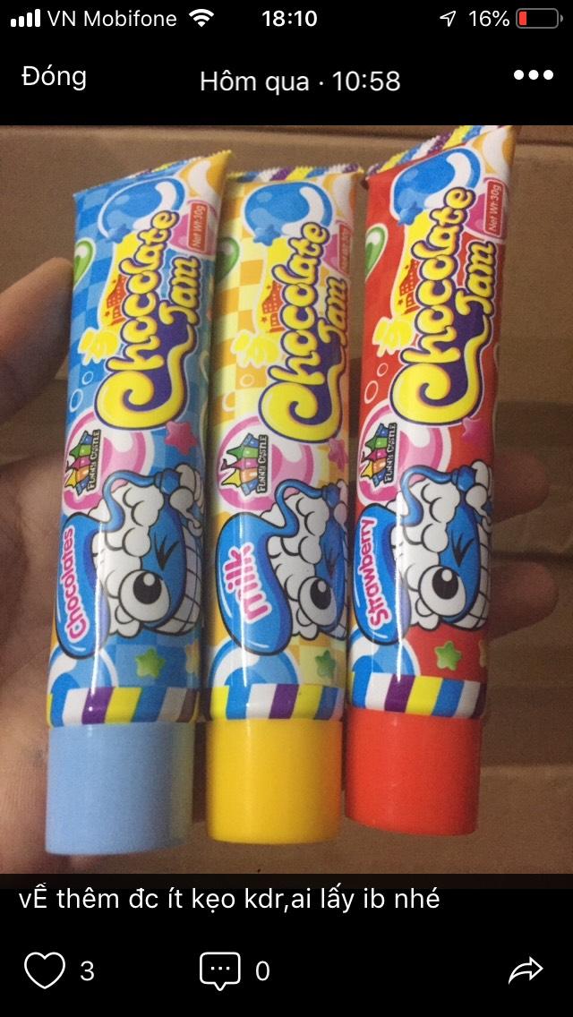 [HOT] Combo 3 tuýp Kẹo kem đánh răng hoa quả - Vị Dâu tây, Chocolate, vị Sữa