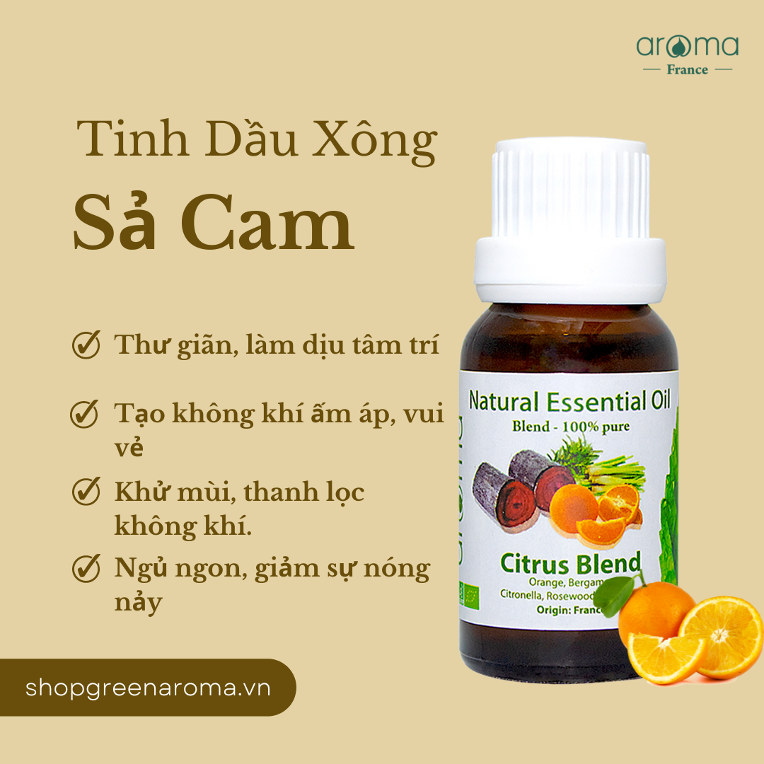 Tinh dầu aroma sả cam nguyên chất citrus blend - 10ml/15ml/30ml/50ml