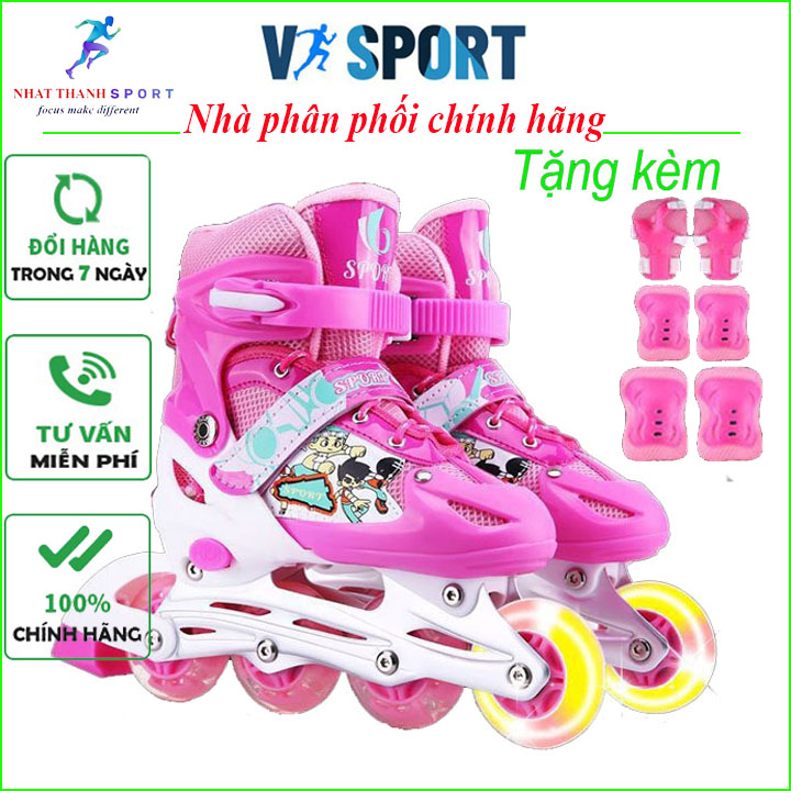 Giày Trượt Patin, Giày Batin Bánh đơn Phát Sáng + Tặng Kèm Đồ Bảo Hộ + Túi Đựng Giày - Roller Skates