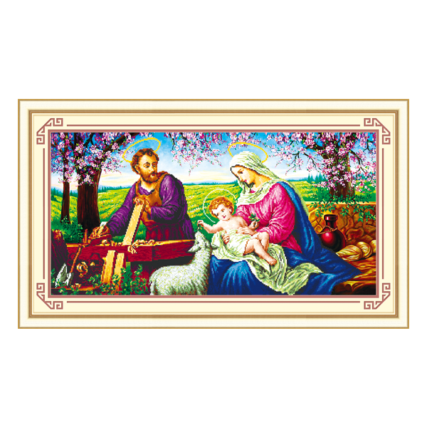 Tranh thêu chữ thập Gia đình thánh gia 53397 - chưa thêu