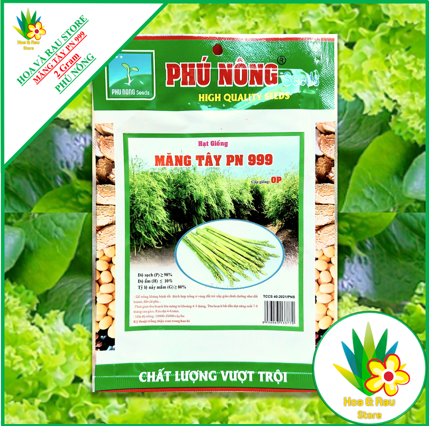 Hạt giống măng tây pn 999 - gói 2g - phú nông - hoa và rau store