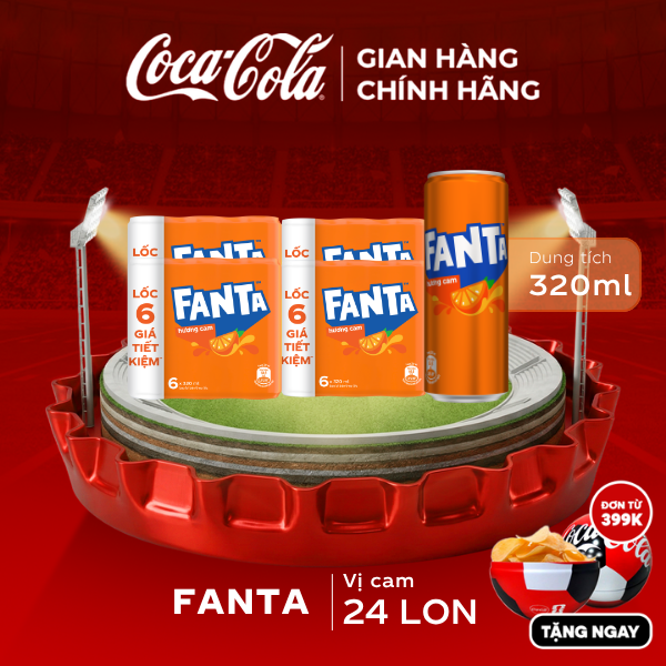 [SIÊU SALE ] Thùng 24 Lon Nước Ngọt Có Gas Fanta Vị Cam 320ml/Lon Sale 25.06 Coca-Cola Chính Hãng_LD