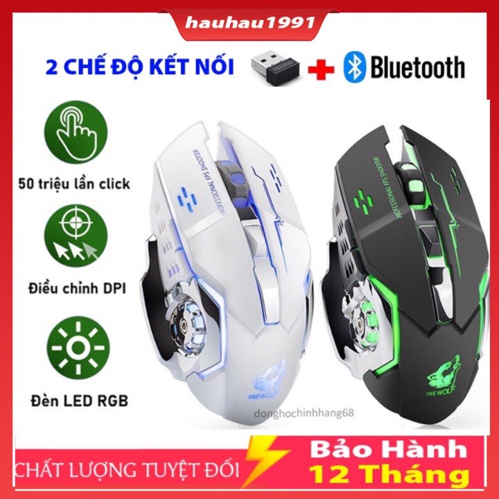  Chuột Không Dây Bluetooth Gaming Dùng Pin Sạc Click Không Gây Tiếng Ồn Chơi Game Cực Chất Bảo Hành 12 Tháng 