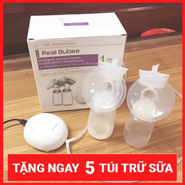 [Tặng 5 Lót Thấm Sữa] Máy hút sữa điện đôi Real Bubee mát xa kích sữa BQSHOP