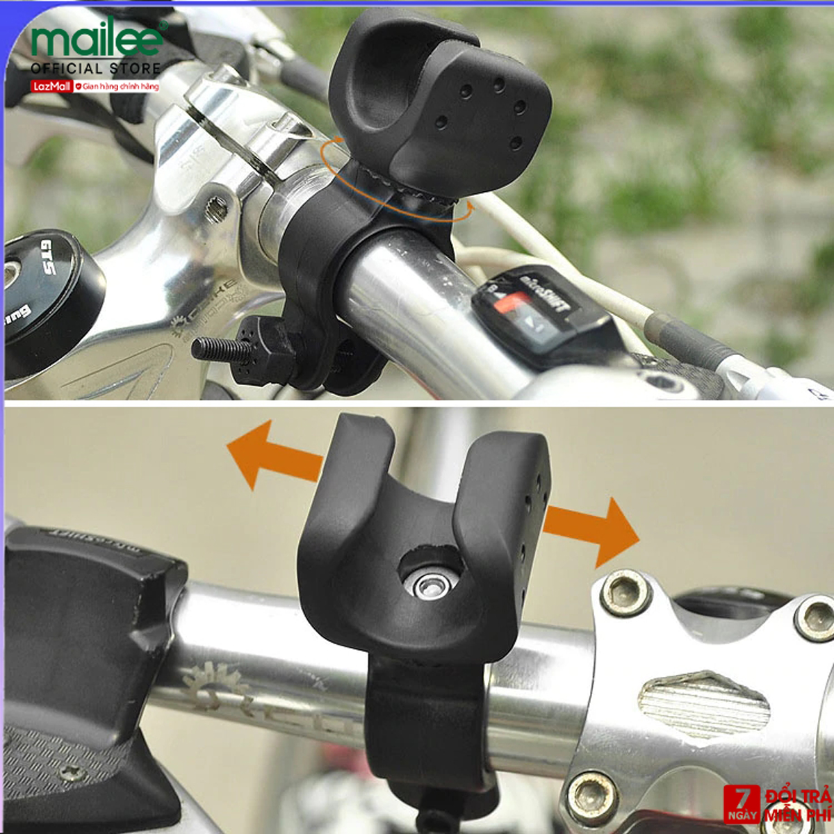 Chân đế kẹp đèn pin, đèn pha gắn vào ghi đông cho xe đạp chắc chắn, xoay 360 độ, dễ dàng lắp đặt Mai Lee