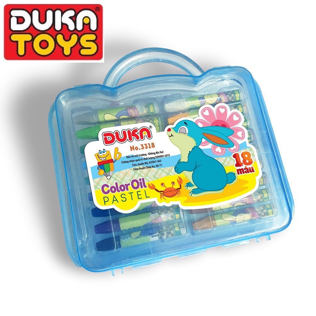 Sáp màu duka - bút sáp dầu 18 màu - hộp nhựa no.3318