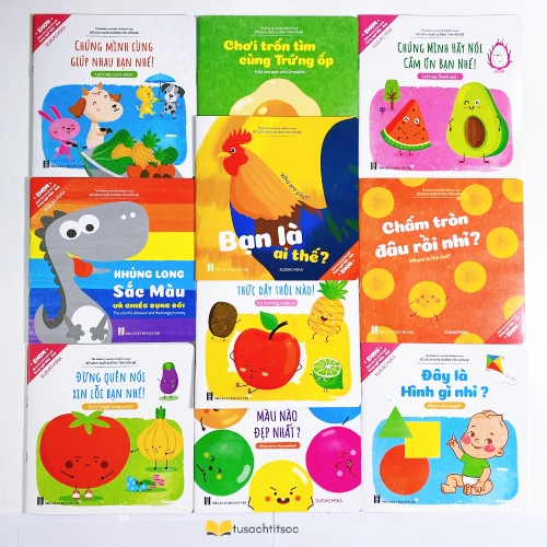 Sách Ehon song ngữ Việt Anh bé 0-6 tuổi bộ 10 cuốn quét QR file nghe