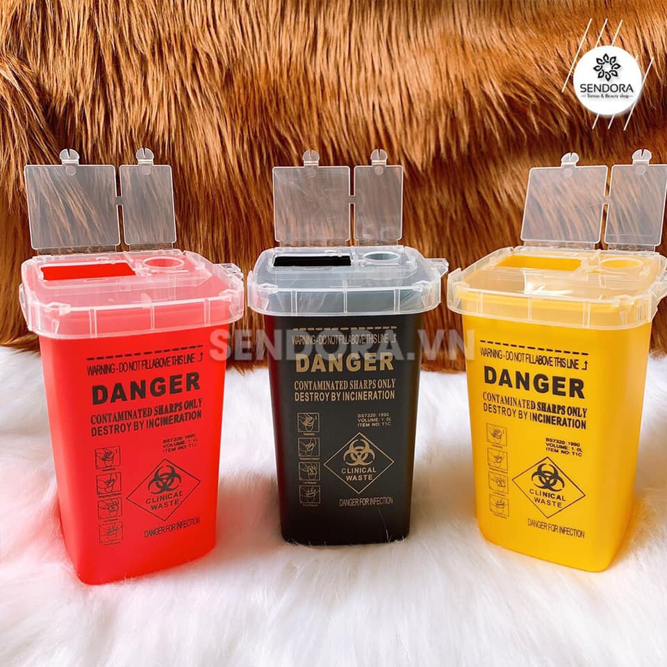 Hộp Nhựa Đựng Rác ✅FREESHIP✅Hộp Chứa Kim Ngòi Sau Xăm ,Phun Xăm