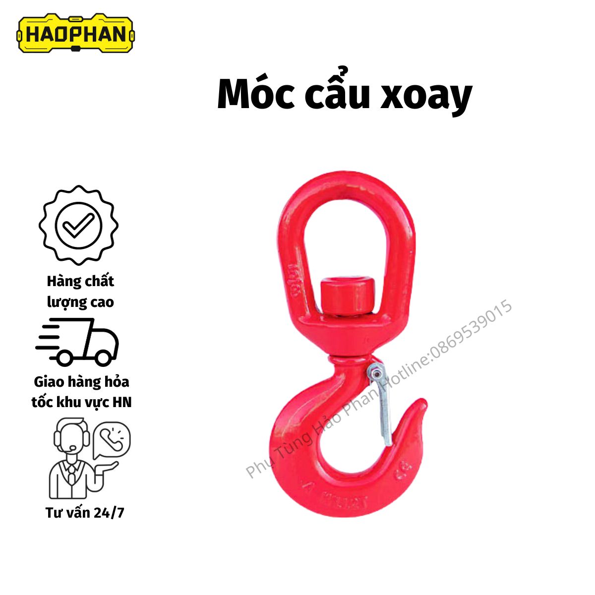 Móc cẩu xoay - tải trọng 1t, 2t, 3t, 5t