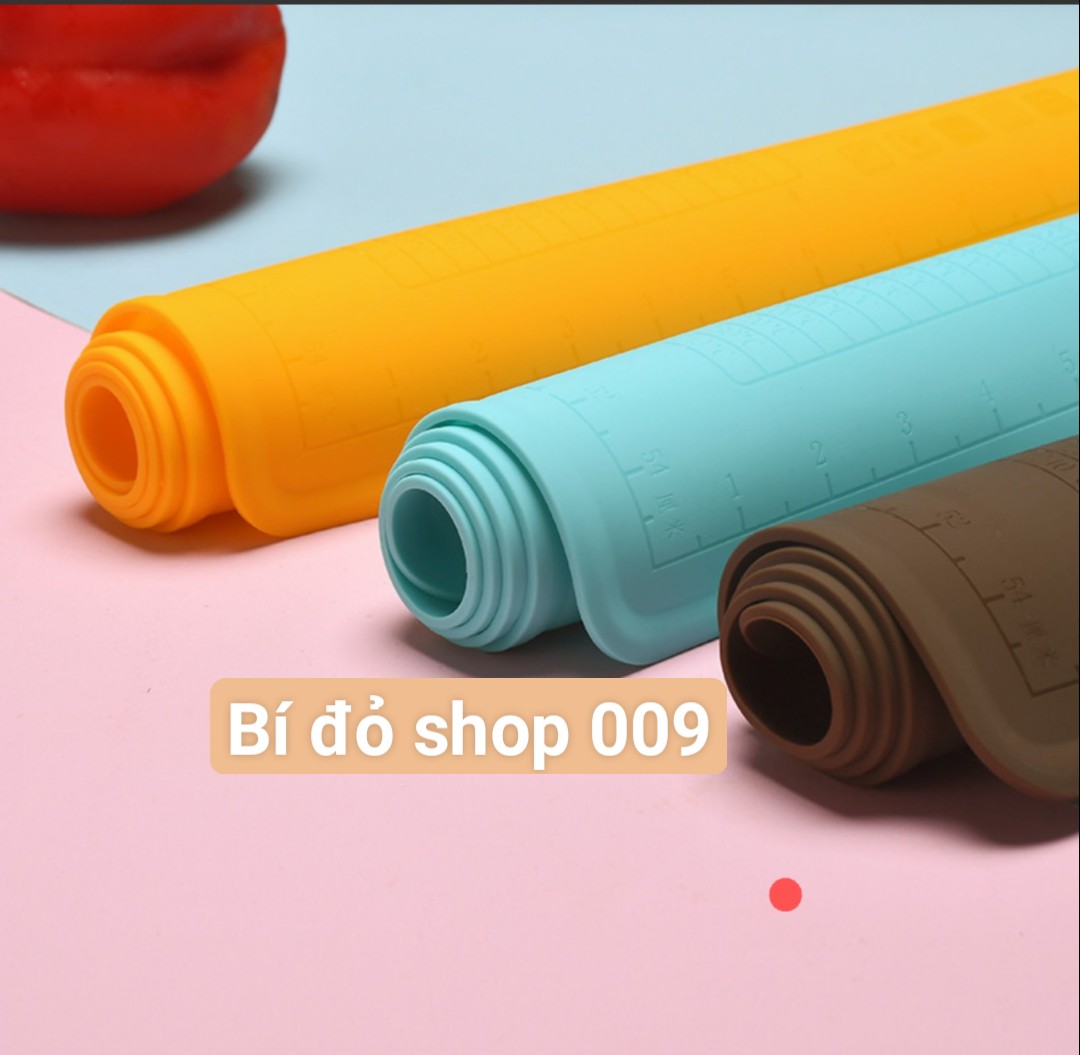 Set Thảm nhào bột silicon cao cấp size 60*40 cm dày 3mm + cắt bột cán silicon+ cây cán bột gỗ KEIDASON - Bí đỏ shop Bao bì Nguyên liệu dụng cụ làm bánh