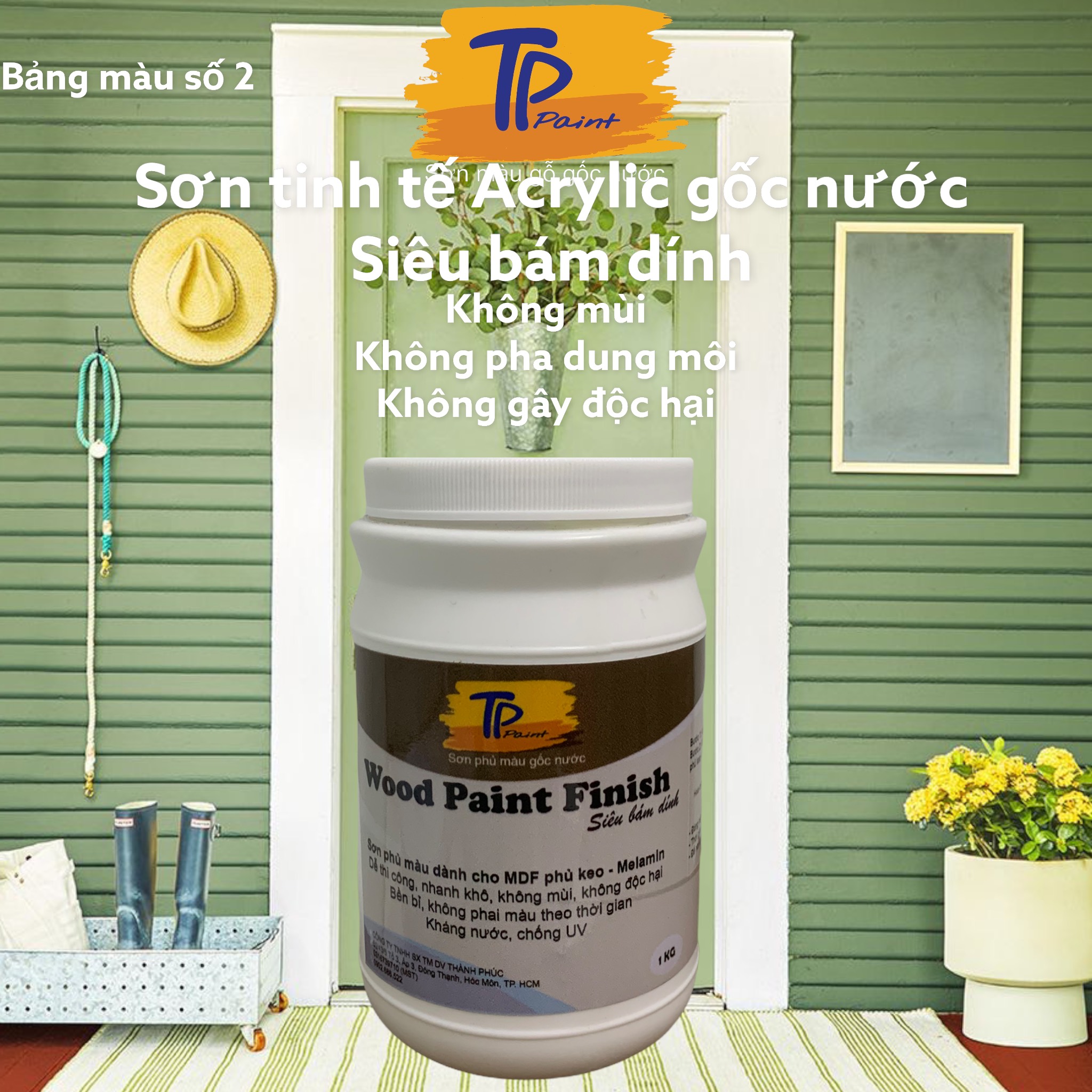 Sơn tinh tế siêu bám gốc nước dành cho mdf phủ keo , malemin , lớp sơn cũ - sơn gỗ gốc nước tppaint