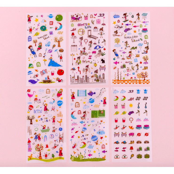 R007 sticker cuộc sống của 1 cô gái 6 tờ trang trí bukao