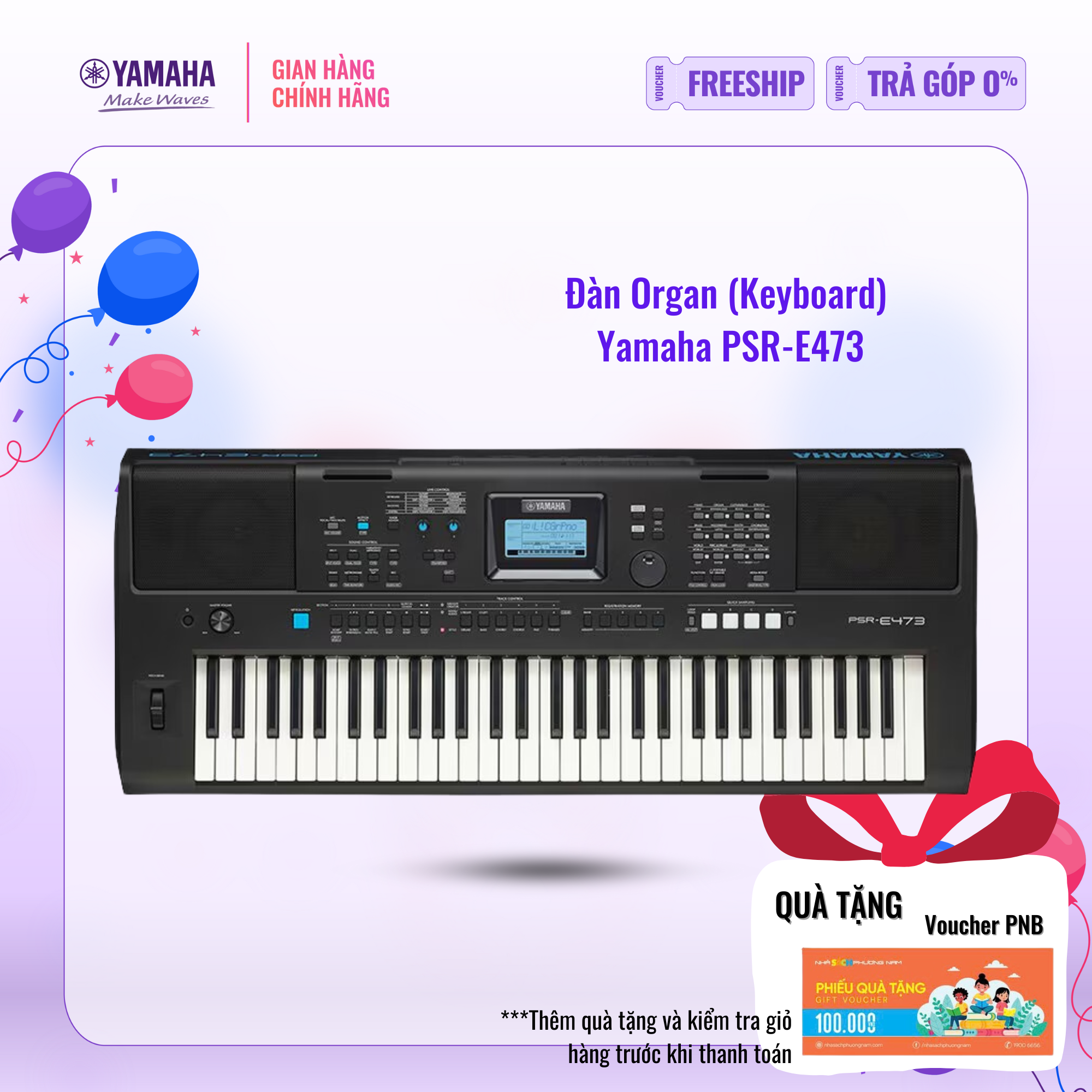 [Trả góp 0%] Đàn Organ (Keyboard) điện tử YAMAHA PSR-E473 - Phù hợp cho người mới tập chơi đàn lẫn n