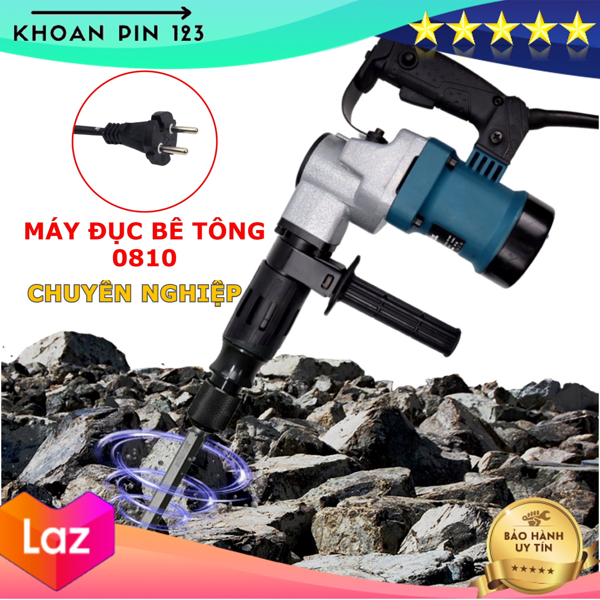 Máy đục bê tông chuyên nghiệp 0810 17mm hàng chất lượng cao, ảnh chụp thật MKT HM0810
