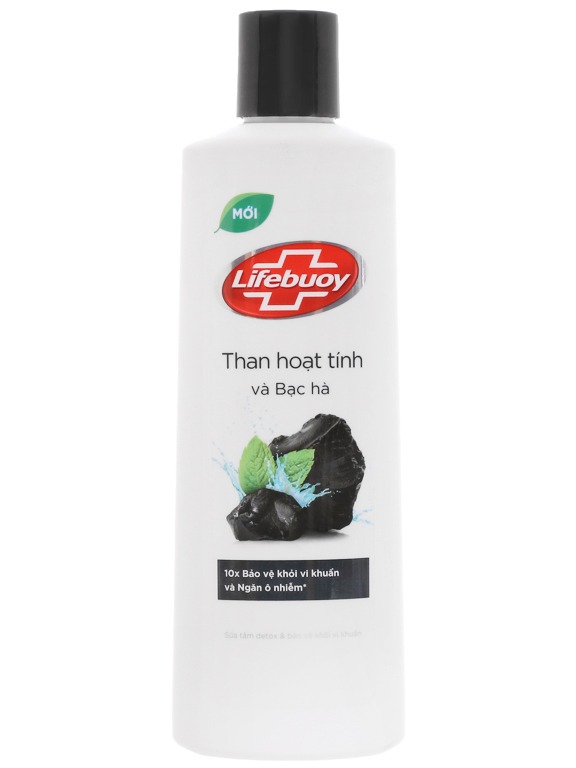 [HCM]Sữa tắm detox bảo vệ khỏi vi khuẩn Lifebuoy than hoạt tính và bạc hà 245ml