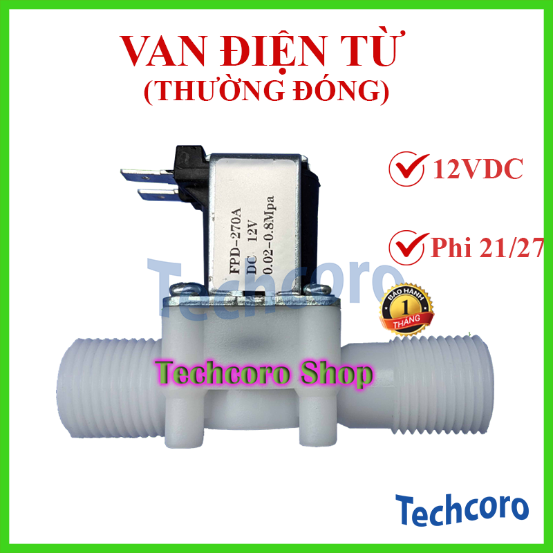 Van điện từ 12v phi 21/27, van nước điện từ chất lượng cao