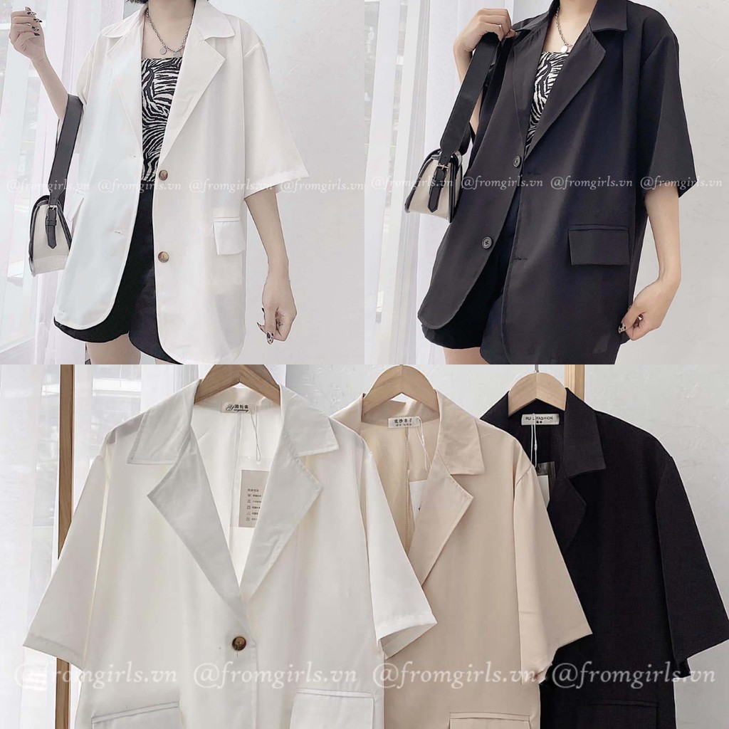 Áo blazer nữ - áo vest nữ cộc tay chất mát dáng rộng 2 khuy mềm mát nhiêu màu