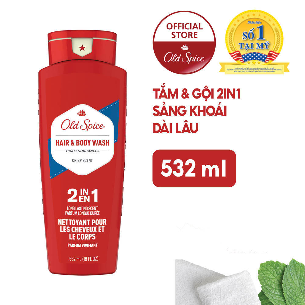 Sữa tắm gội old spice high endurance 2 in 1 532ml - usa