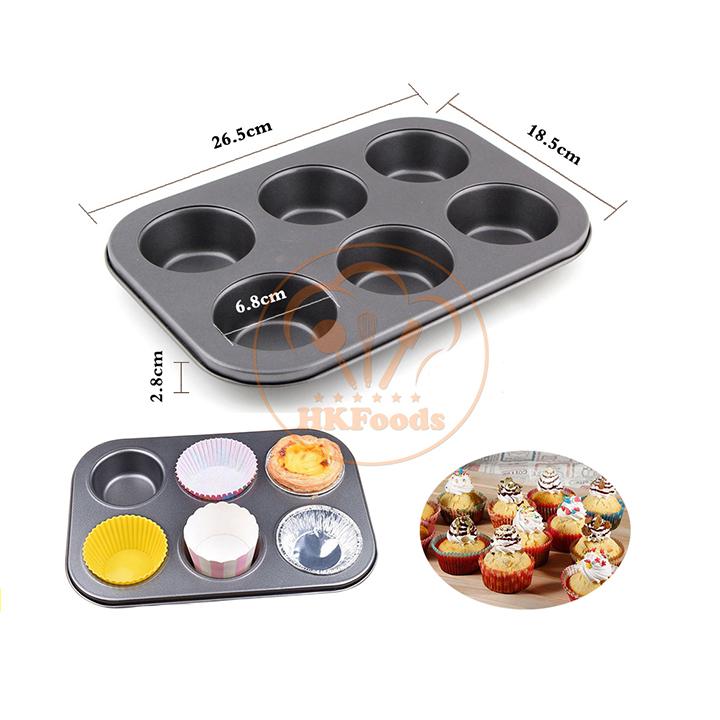 Khuôn chống dính nướng bánh cupcake 6 ô to