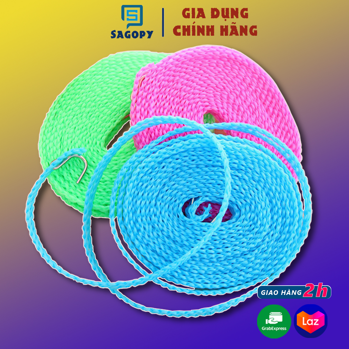 Dây phơi quần áo, giàn phơi đồ thông minh dài 3-5m không cần sào có lỗ móc tiện lợi