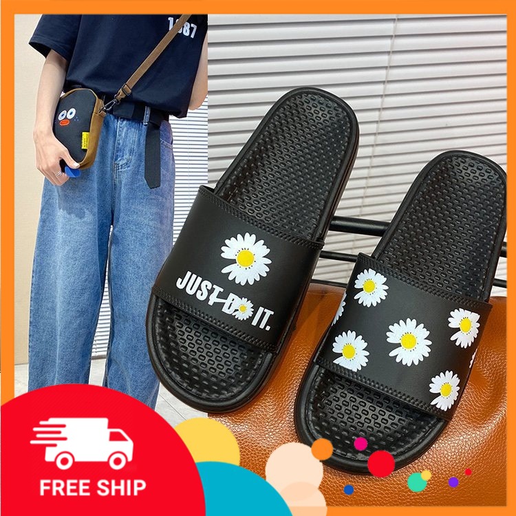 Dép quai ngang nam nữ in hình hoa cúc cực hot - Dép quai ngang daisy đế êm chân - Dép cặp cực hot - Dép daisy siêu xinh