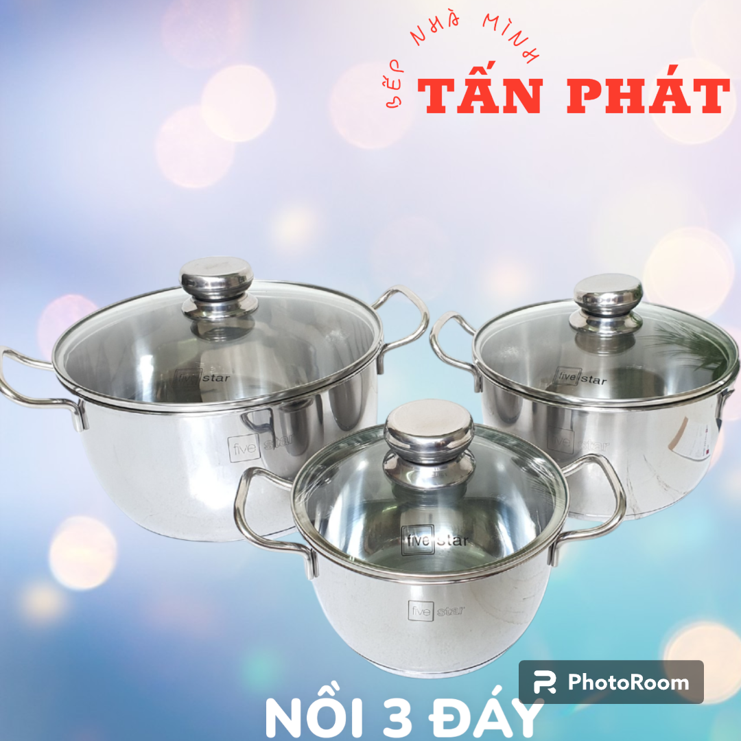 Bộ 3 nồi inox 3 đáy fivestar 16 20 24cm inox 430