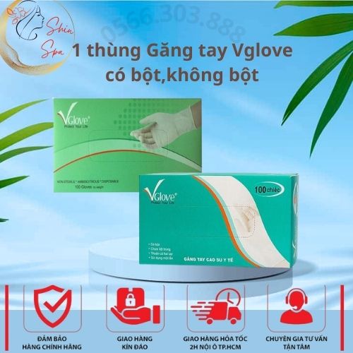 Găng tay y tế | Bao tay y tế VGlove có bột và không bột 1 thùng 10 hộp giá sỉ