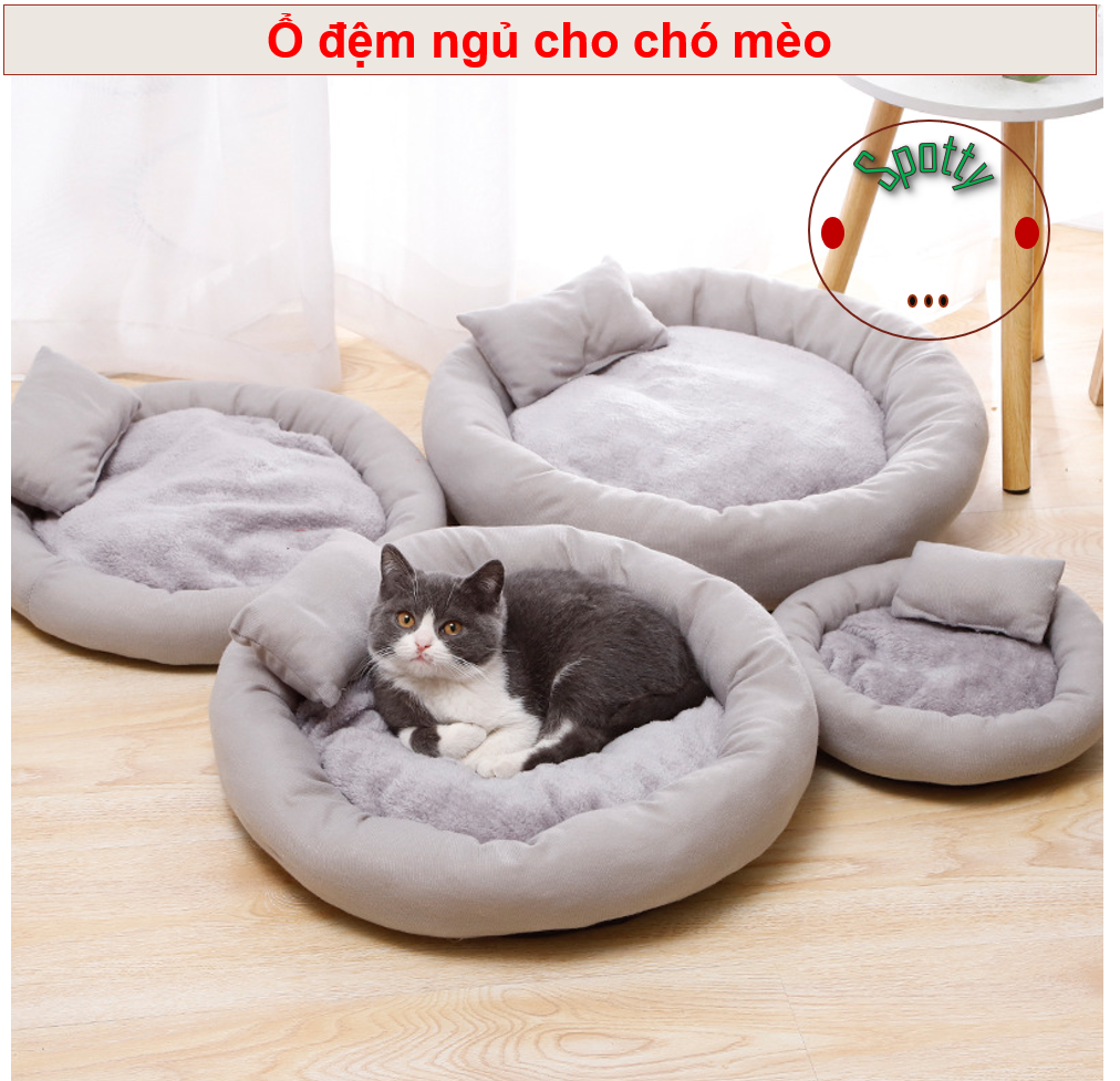 Ổ nệm nằm cho thú cưng chó mèo tặng gối nằm