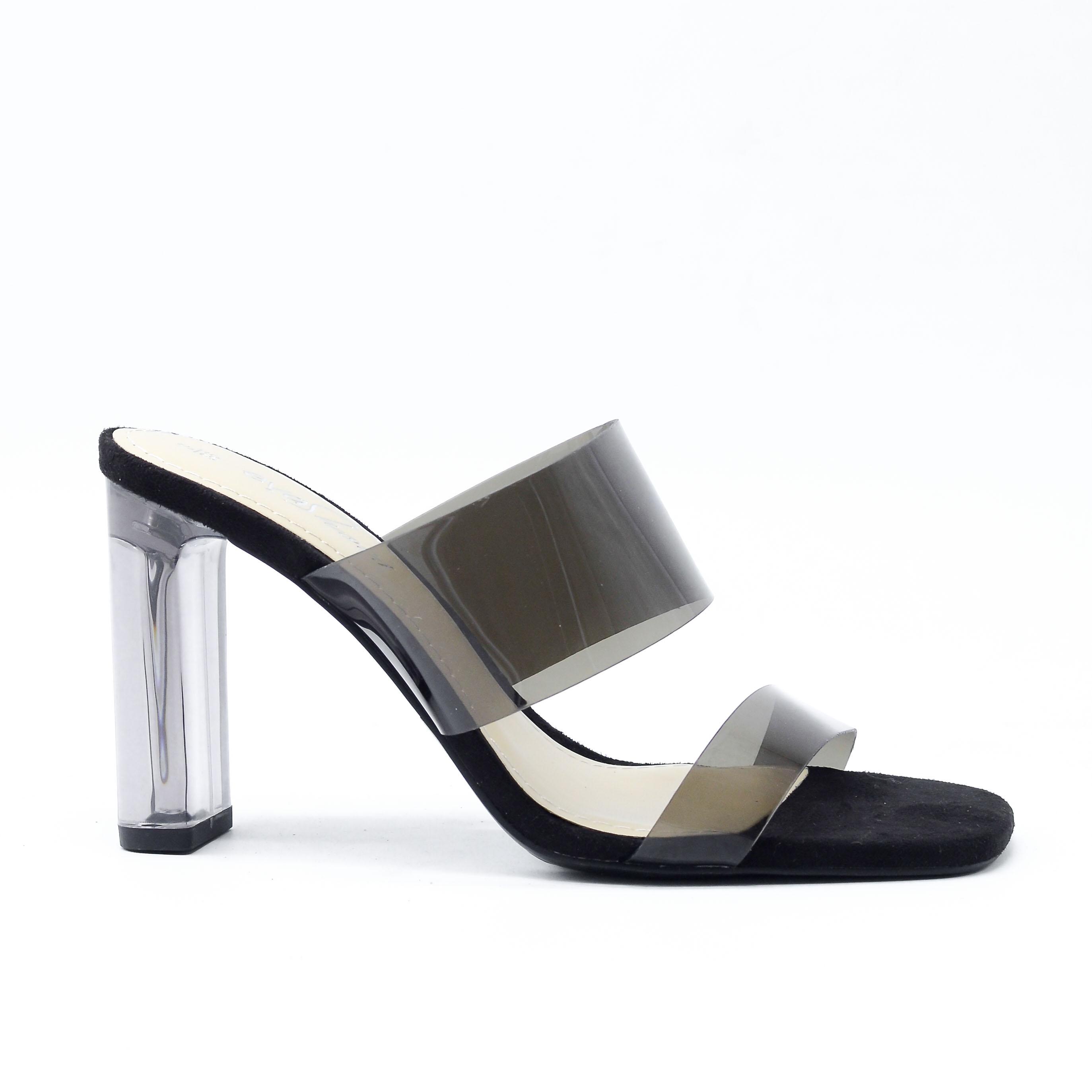 Guốc cao gót quai ngang gót trong chất liệu plastic 9cm evashoes - eva0274