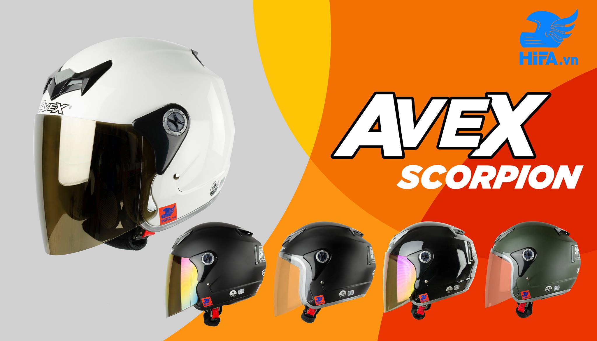 Mũ Bảo Hiểm 3/4 Avex Scorpion Một Kính