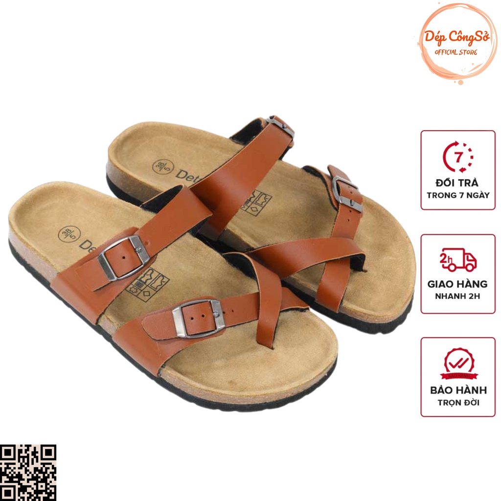 Dép đế trấu xỏ ngón nam nữ màu bò detaunisex mã deta22b