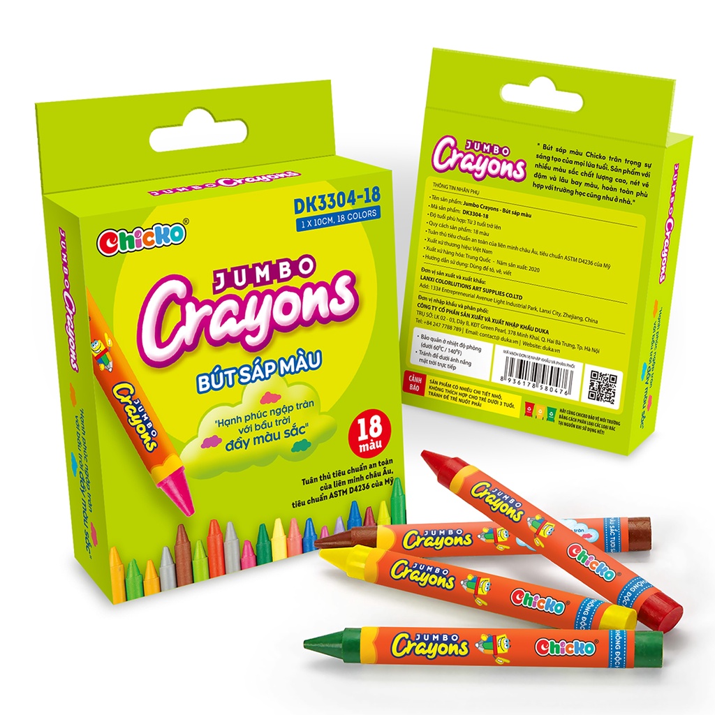Bút sáp màu duka jumbo crayons dk 3304 - 18