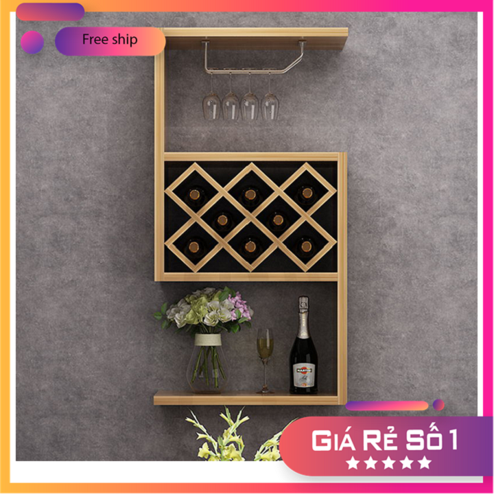 Kệ rượu có 4 màu cao 107cm, kệ treo tường để rượu bgk2045