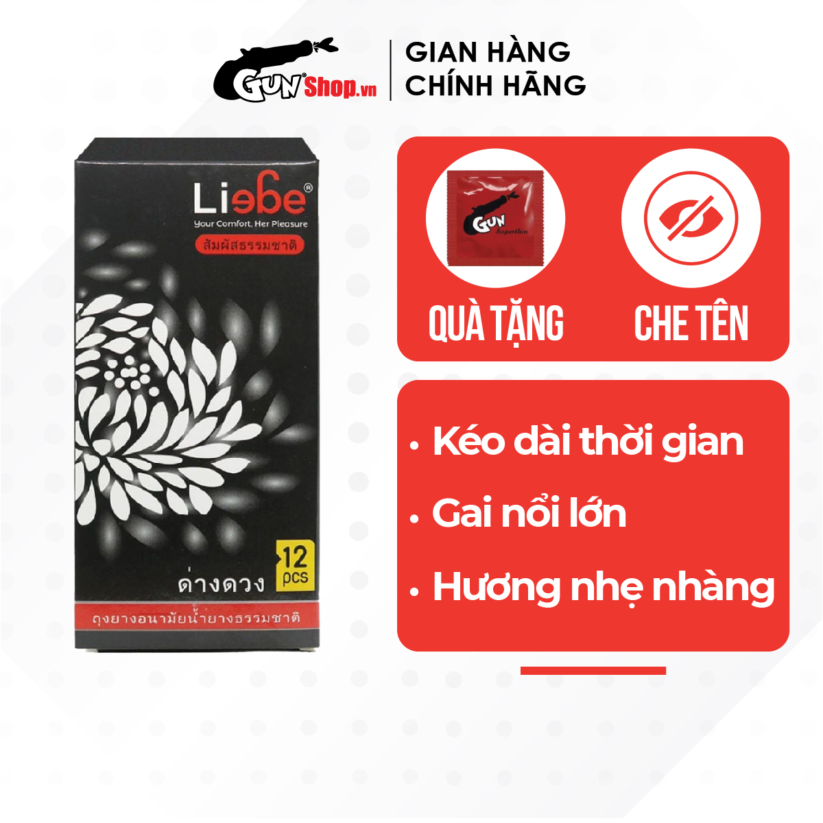 Bao cao su Liebe gai nổi lớn - Hộp 12 cái | GUNSHOP VIỆT NAM