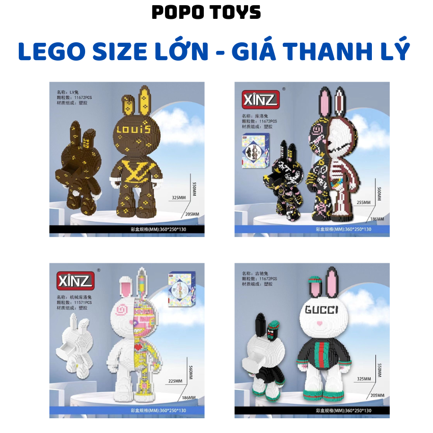 [THANH LÝ XẢ KHO] Mô Hình Lắp Ráp 3D Gấu bear brick Gấu Trúc Hoa Hoa Khủng Long Kích Thước Lớn 35cm 45cm 55cm [Tặng Kèm Búa] Làm quà tặng hoặc Decor đẹp Đồ Chơi Lắp Ghép Thông Minh Mô Hình one piece Lắp Ghép Gấu Bear Brick - PoPo Toys