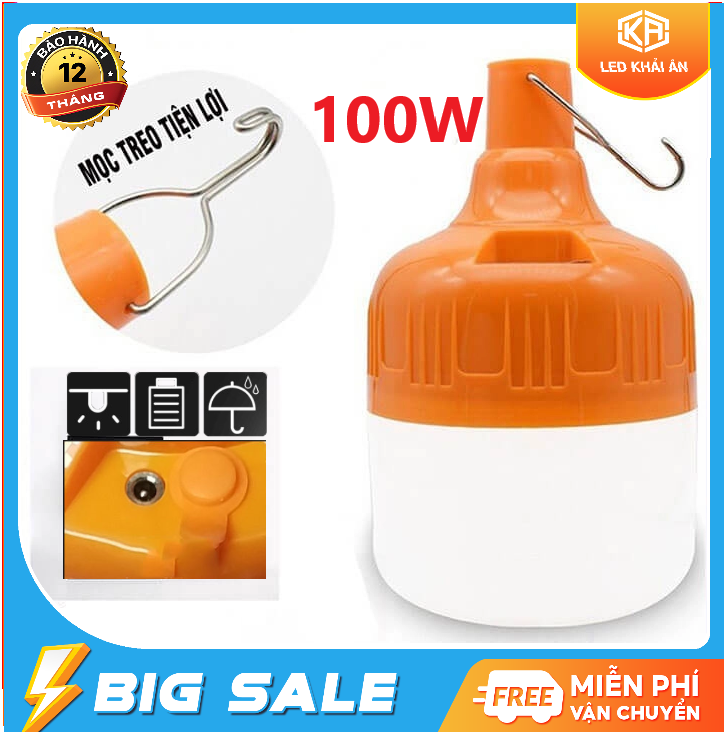 Bóng đèn led sạc tích điện 100w 3 chế độ