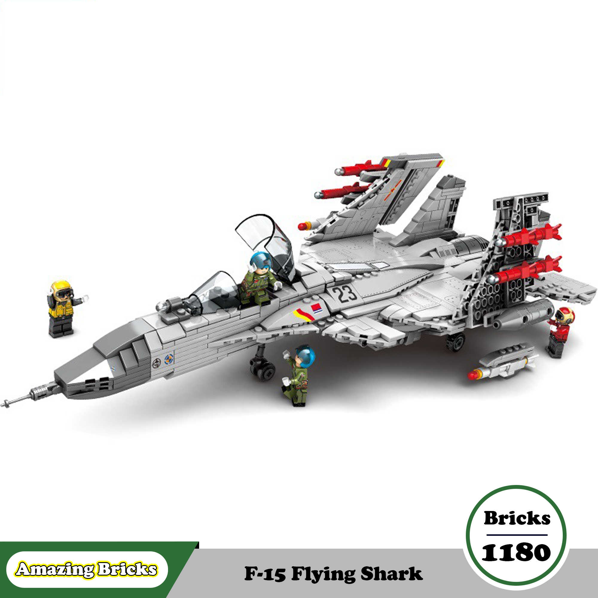Đồ chơi Lắp ráp Lego Máy bay Chiến đấu Cá Mập bay - Sembo Block 202055 Flying Shark - Xếp hình thông minh - Đồ chơi trí tuệ