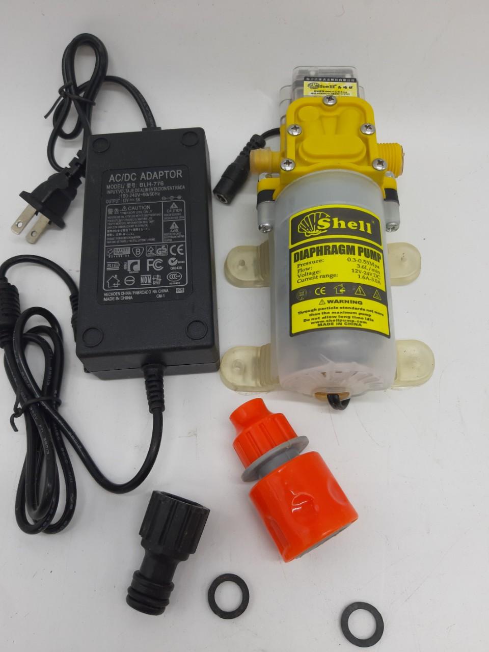 Máy bơm mini loại 12V kèm bộ đổi nguồn 220v -12v đồng bộ