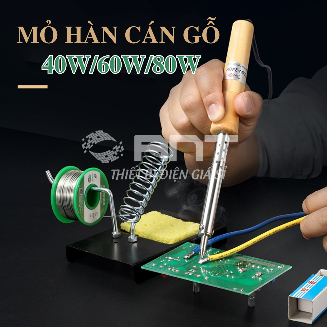 Mỏ hàn chì cán gỗ cao cấp L+R+T Taiwan | Mỏ hàn dẹp cán gỗ, mỏ hàn thiếc chì điện tử nhiệt nhanh, mối hàn đẹp 40W-100W