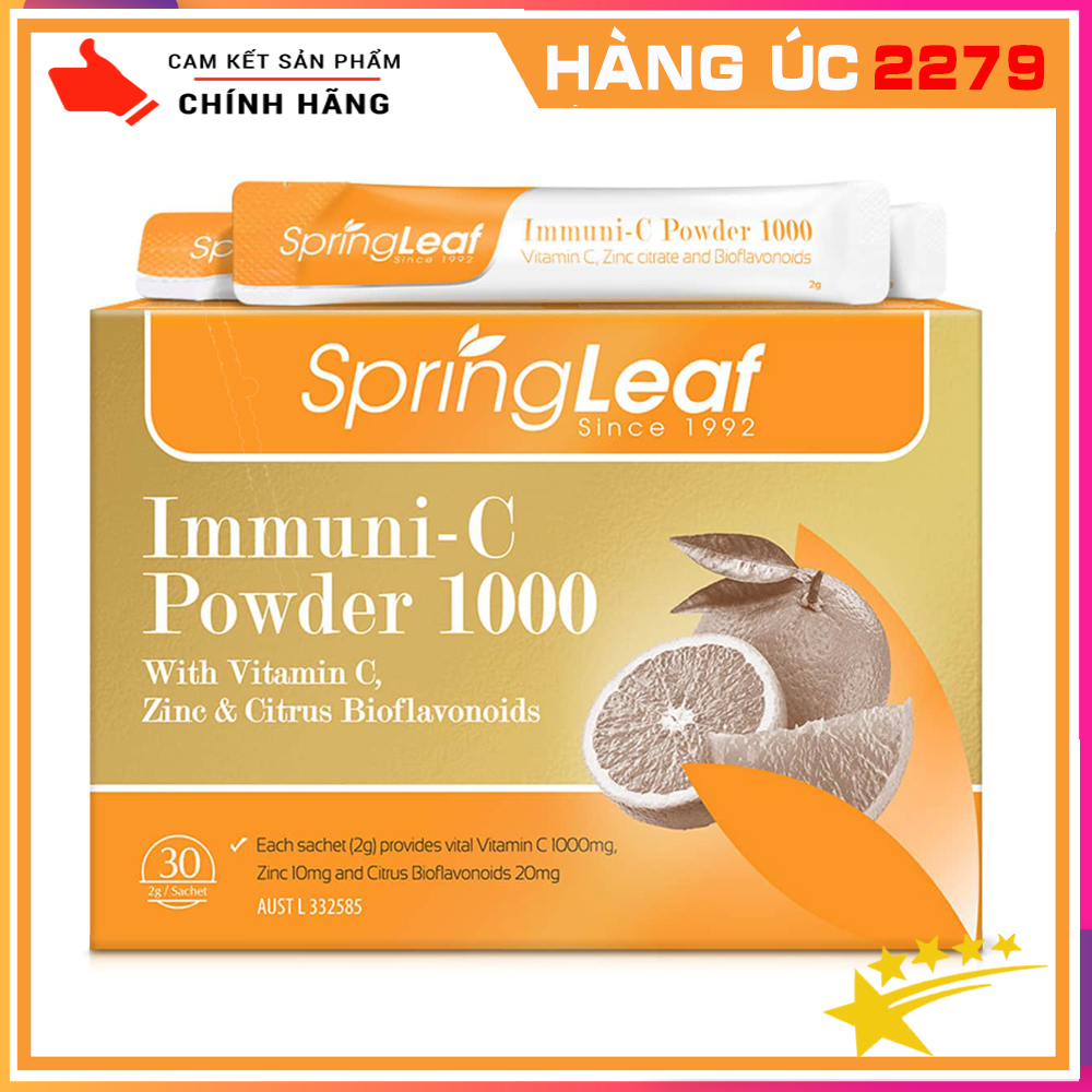 Bột cam vitamin c powder 1000 springleaf tăng cường sức đề kháng hộp 30 gói của úc - hàng úc 2279