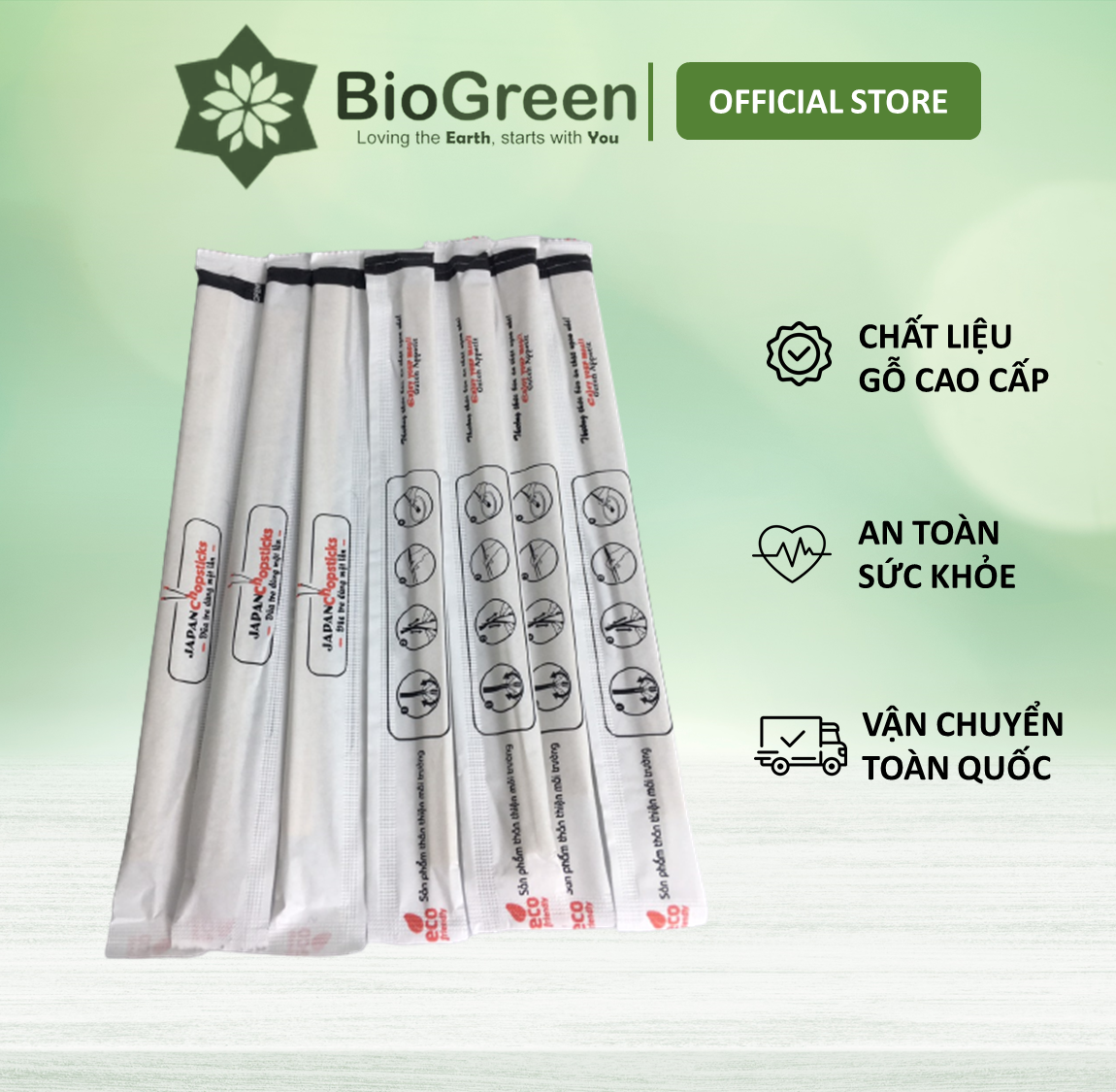 100 đôi đũa gỗ bọc màng giấy kín dùng 1 lần