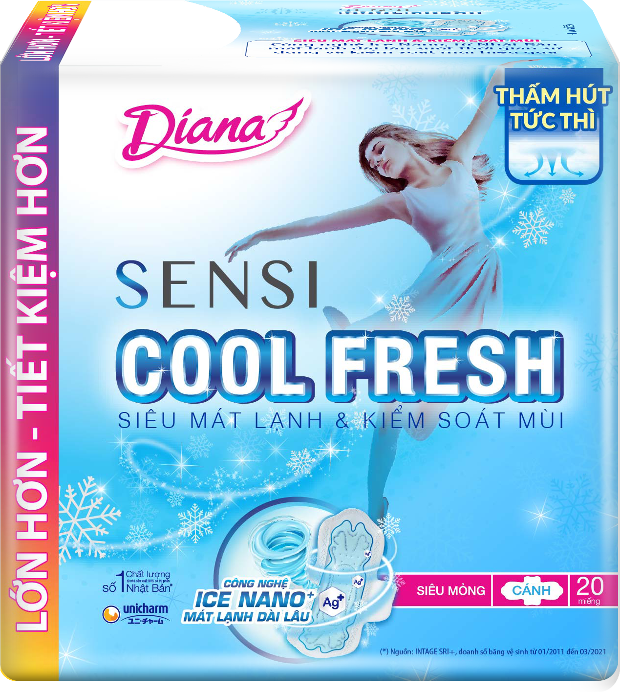 BVS Diana Sensi Cool Fresh siêu mỏng cánh 20 miếng